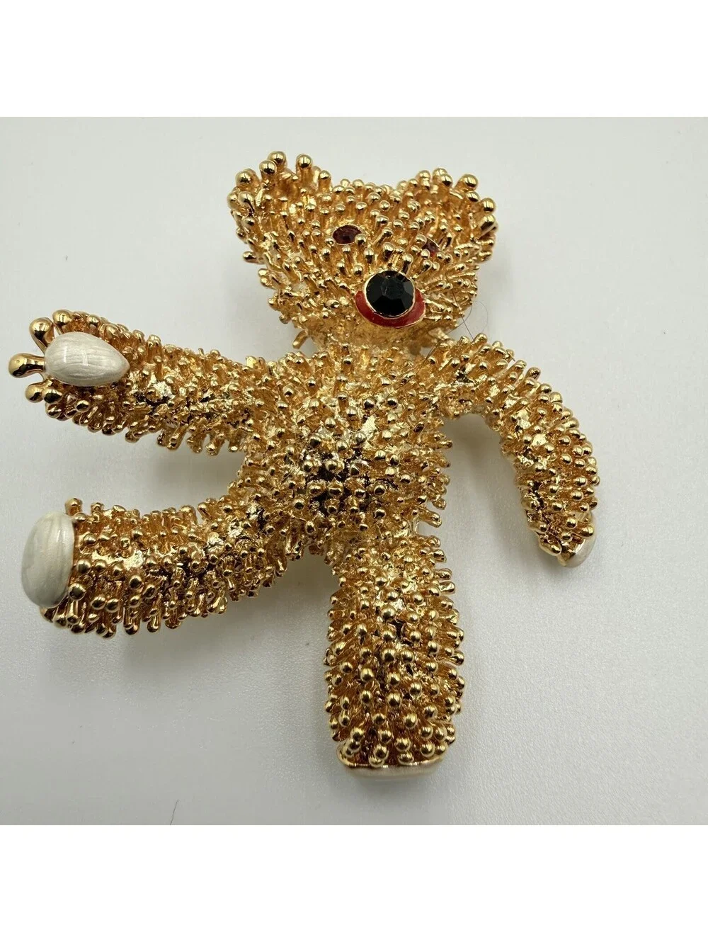 Jackie Kennedy Gold Tone Teddy Bear Pin Brooch Camrose & Kross